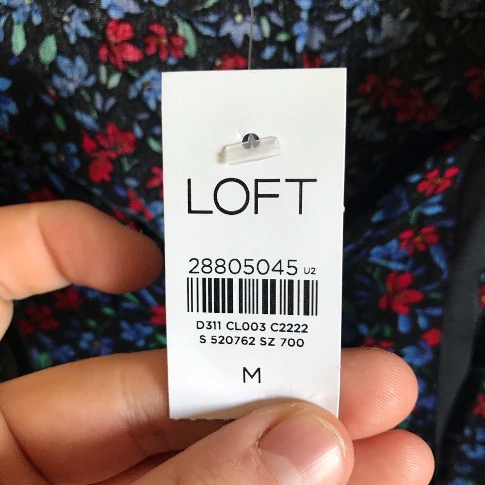 NEW Loft Floral Tie Neck Peplum Hem Blouse - Picture 7 of 9